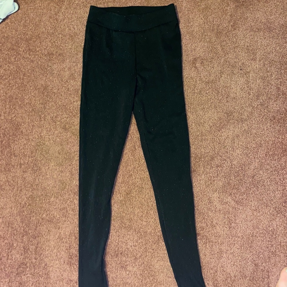 NWT high-waisted black sparkly leggings